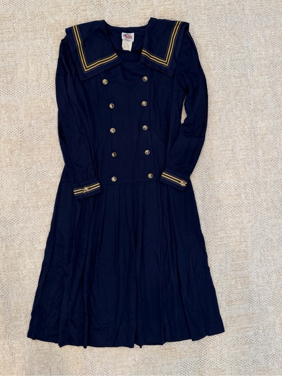 Lanz Dresses & Skirts - Vintage 80s Dress.20s Style Sailor Dress.Lanz Dress Navy Blue Sailor Dress Sz 8